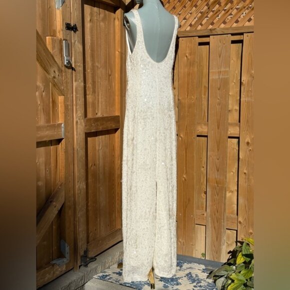🆕 SIMKHAI 🧿 NWOT Bex Sequined Embellished Maxi Dress, Ivory - Sz US 10 - Picture 7 of 14
